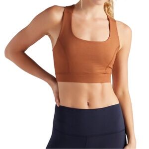 Interval Wantable Women’s ReCharge Cross Back Sports Bra Camel Brown Large EUC